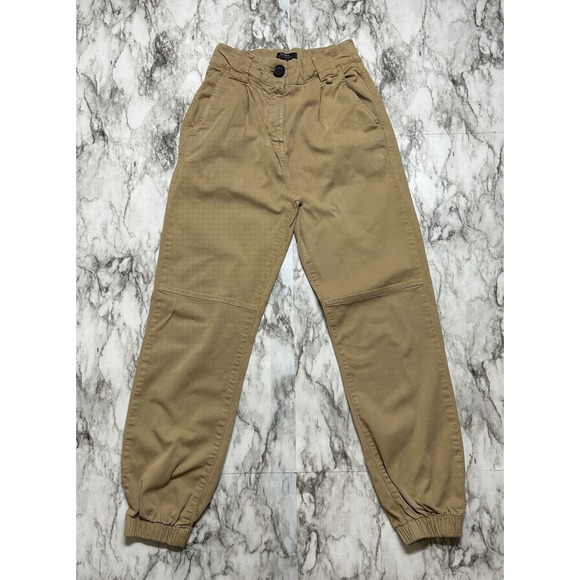 Bershka  Women's Joggers Pants Size 00 Khaki Pockets Elastic Waist - Picture 1 of 10